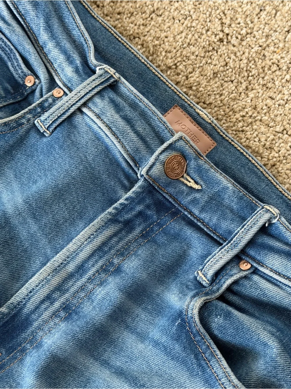 MOTHER Mid-Rise Wide Leg Jeans - Light Blue Wash
